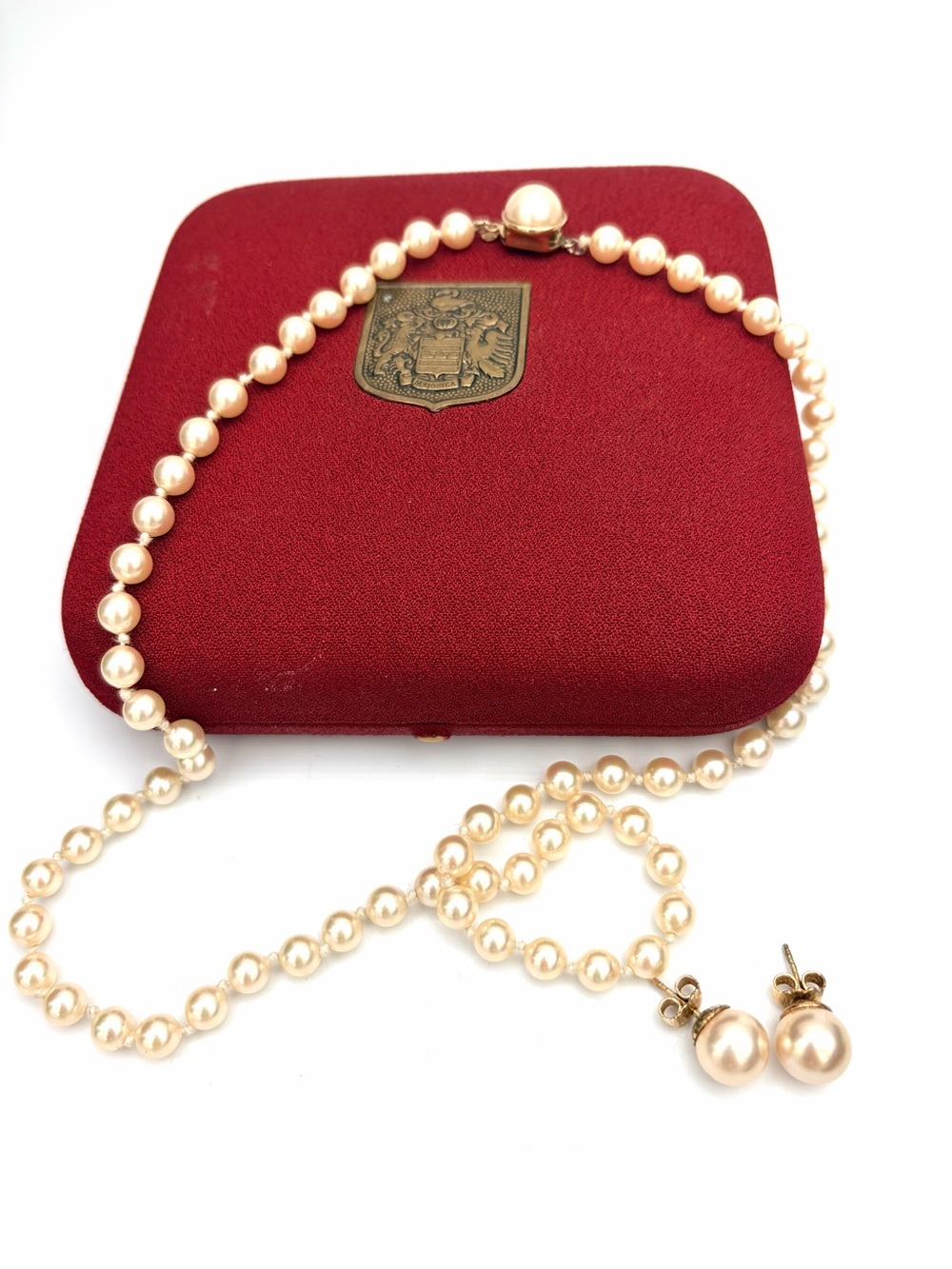 Authentic Majorica Pearl Set with Box and Passport, Designer Pearls Spain